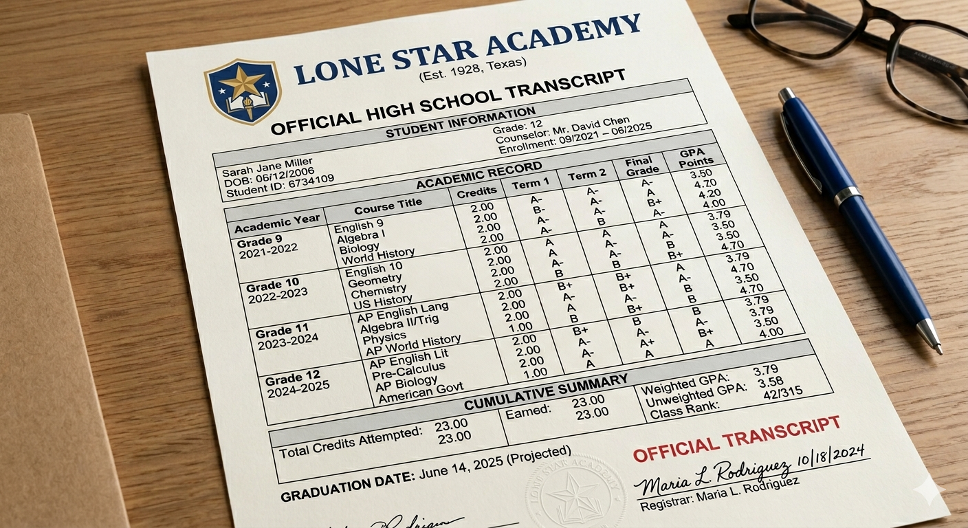 High School Transcript Creation