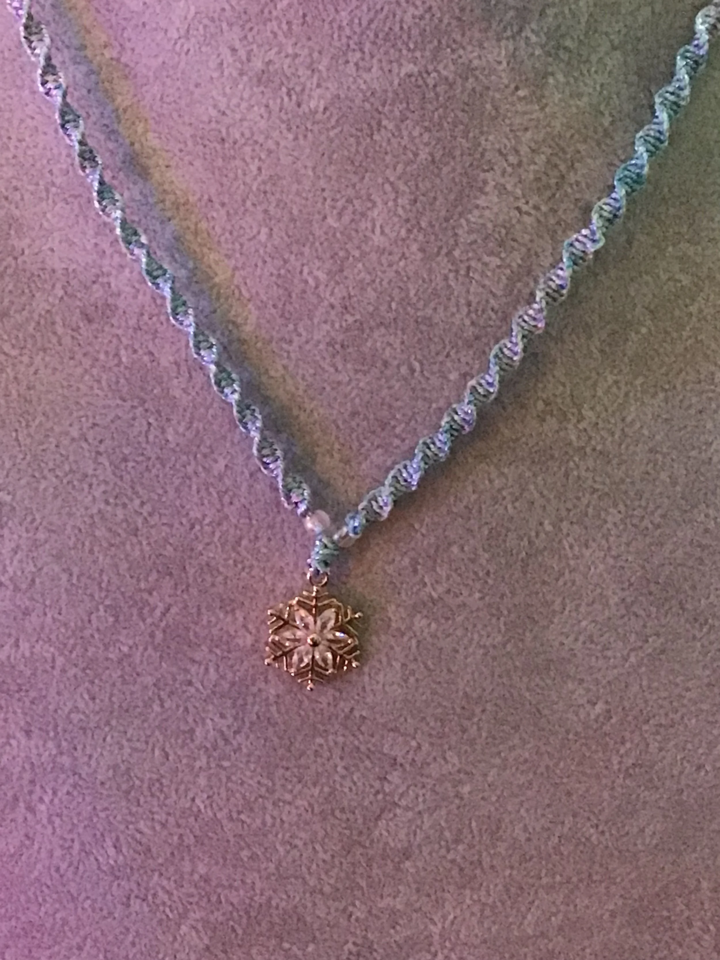 Macrame necklace with snowflake pendant