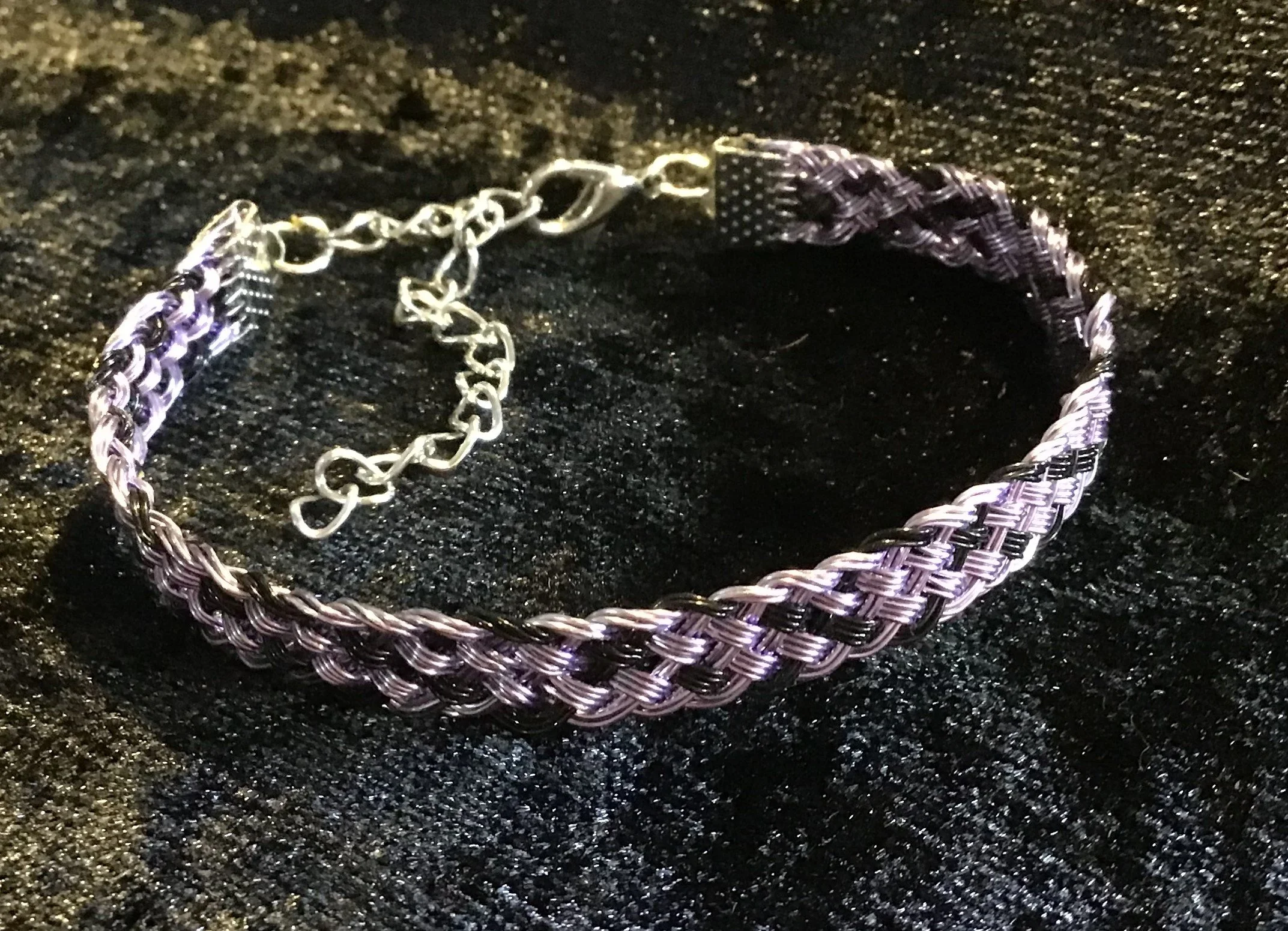 Hand woven wire Kumihimo adjustable colored bracelet.