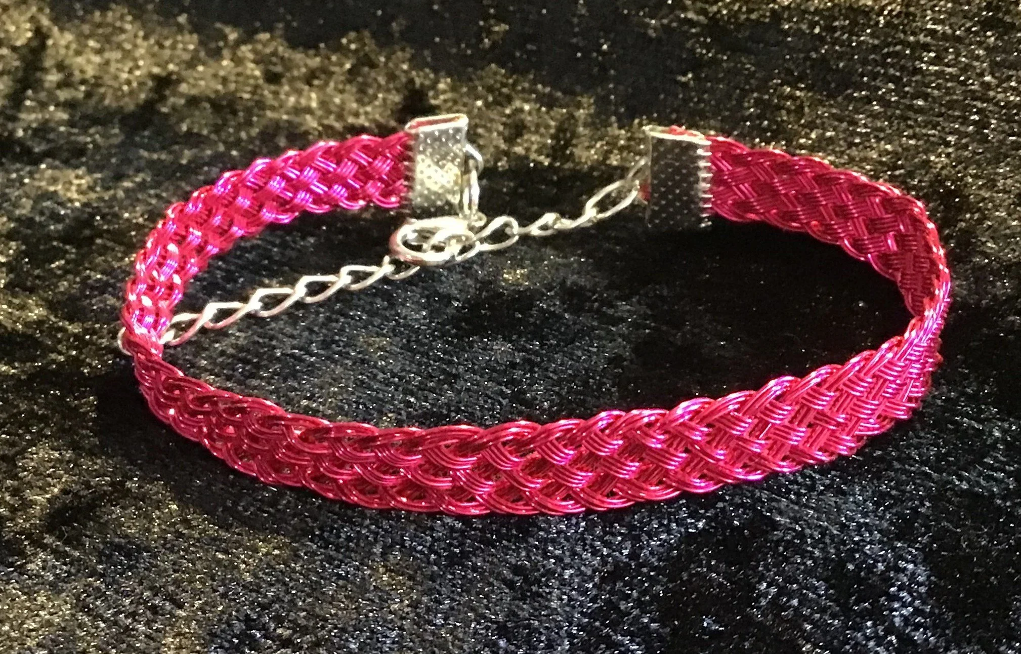Hand woven wire Kumihimo adjustable colored bracelet.