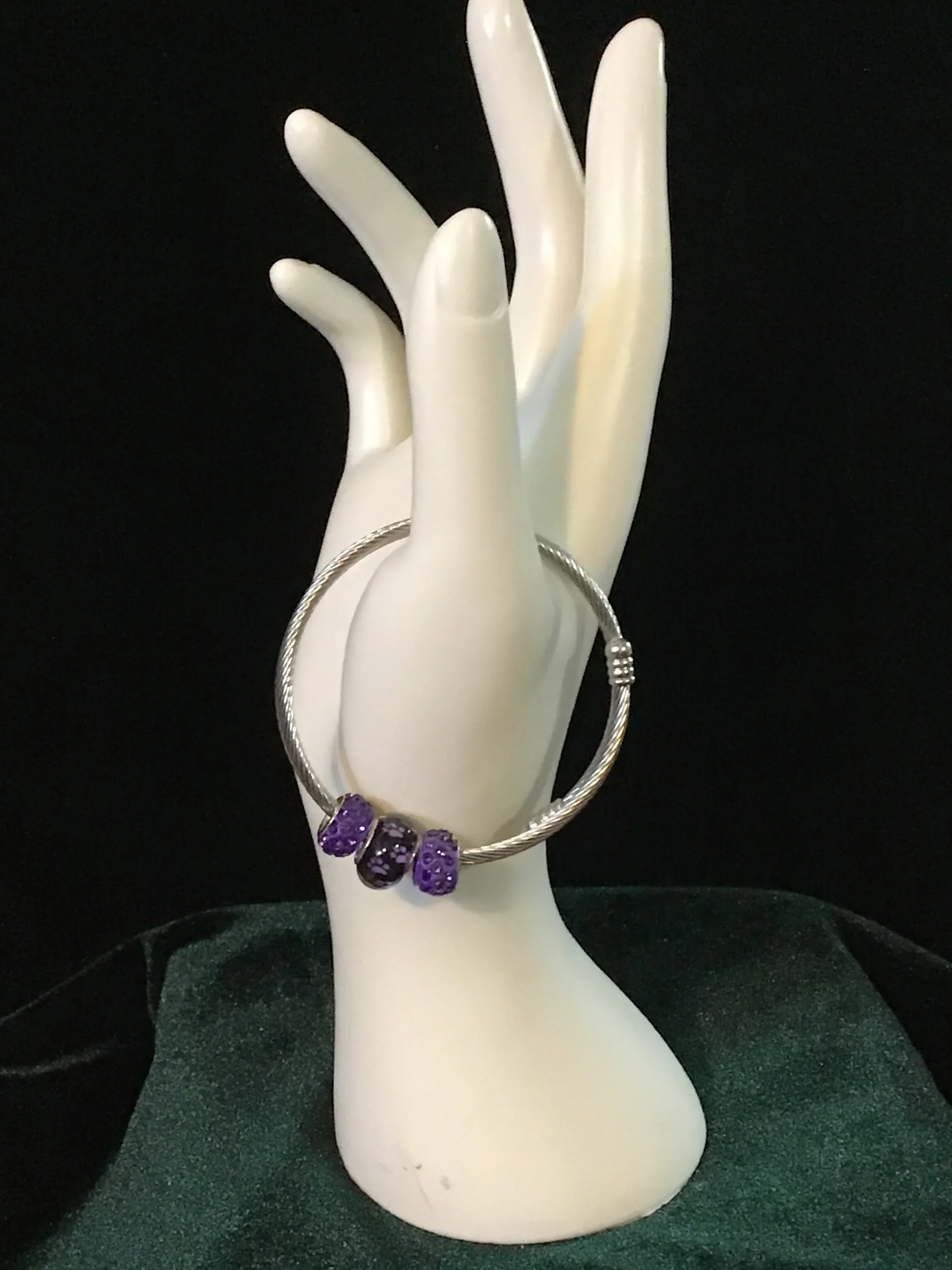 Silver snake bracelet with dog paws bead