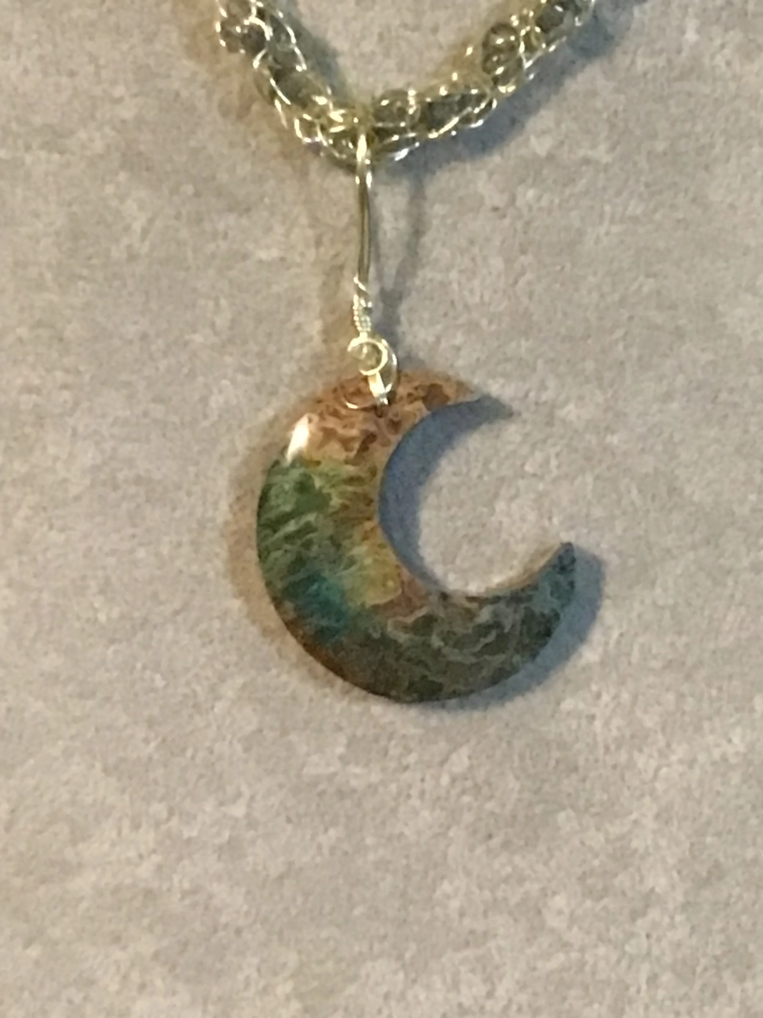 Handmade necklace chain with Moss Agate gemstone pendant