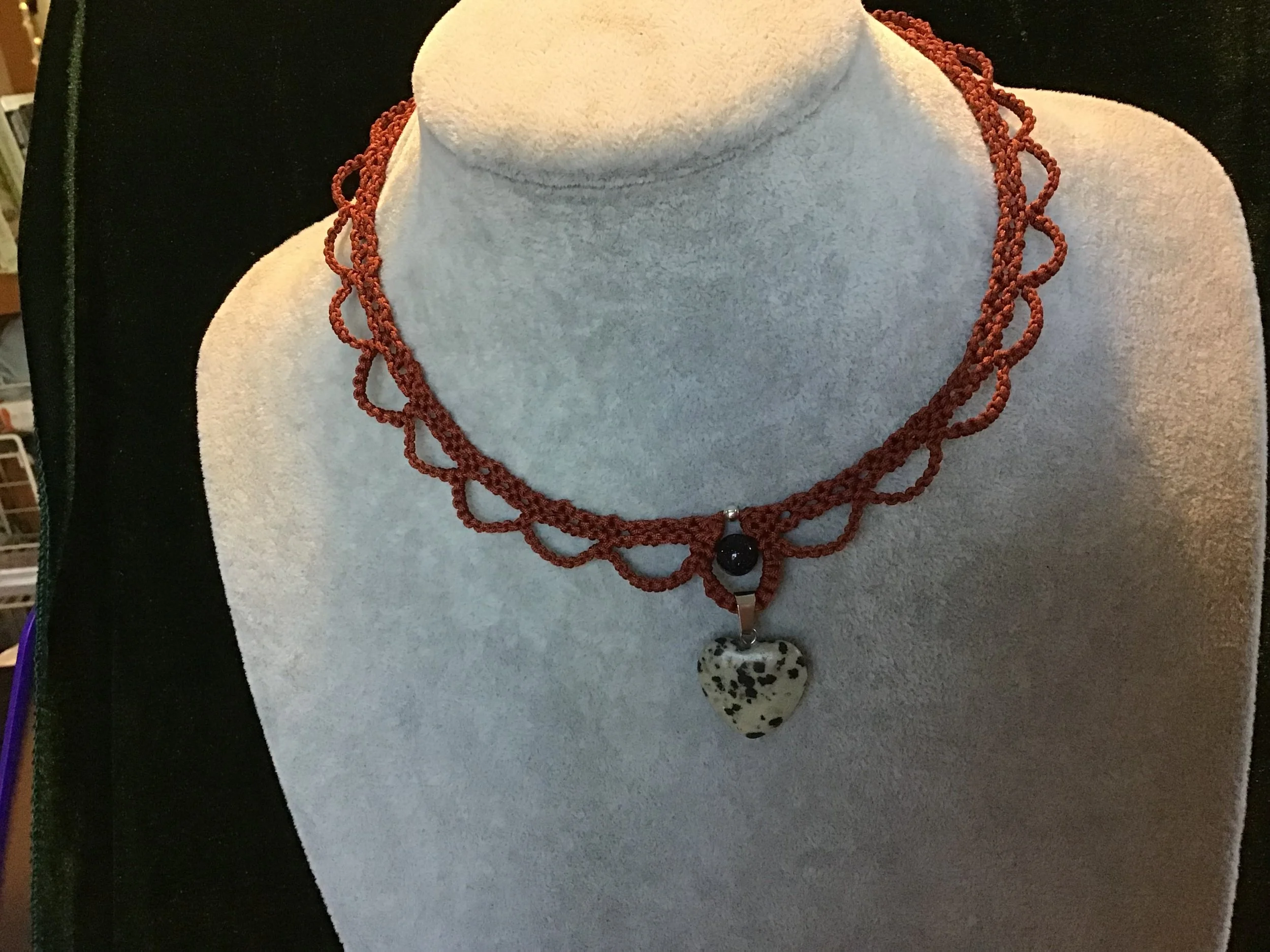 handwoven macrame choker necklace