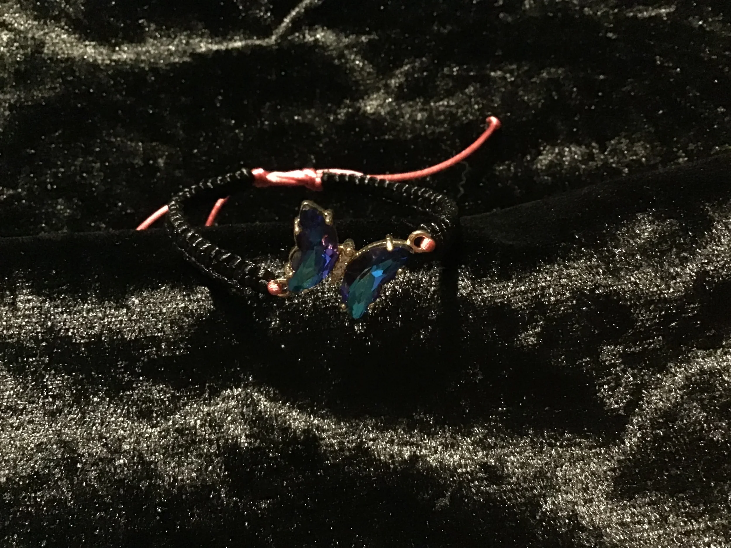 Handmade Macrame Bracelet Crystal Butterfly Centerpiece