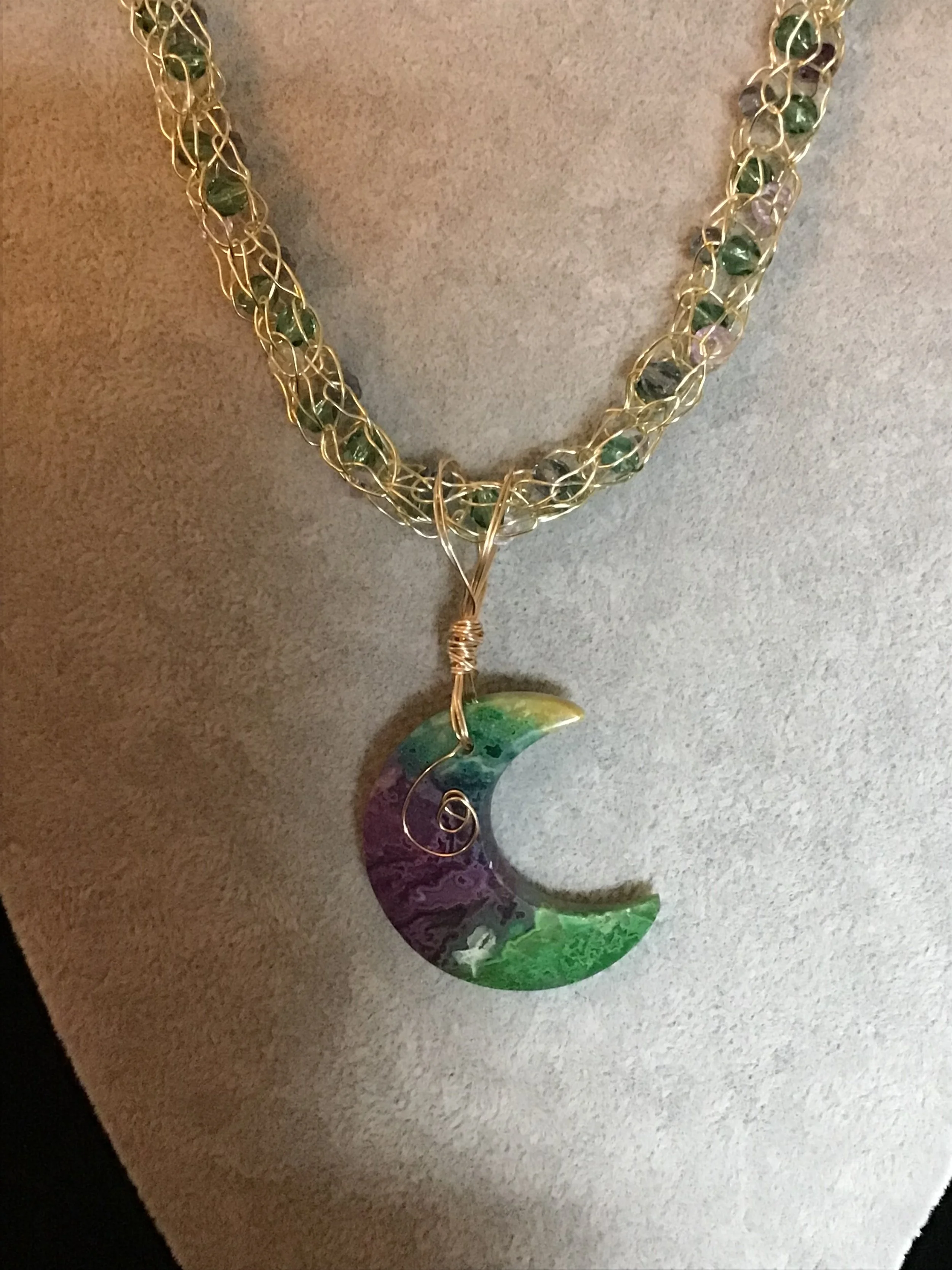 Handmade necklace chain with Palm Root gemstone pendant