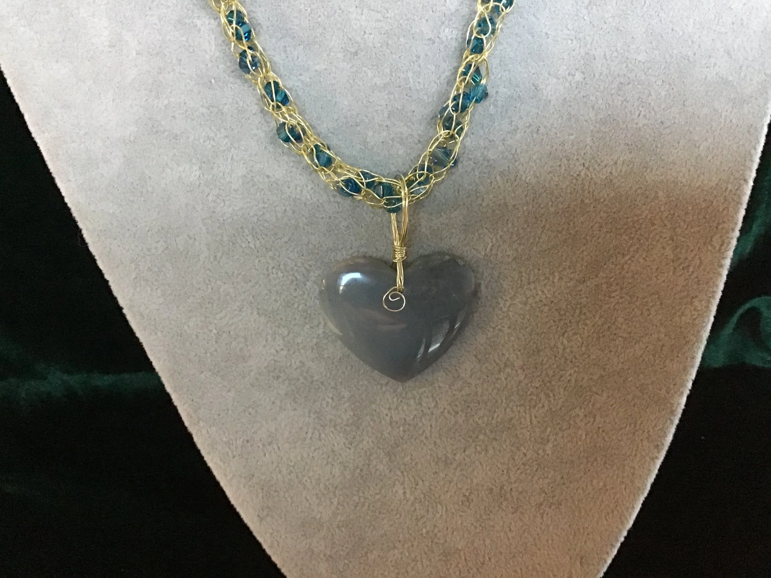 handmade necklace chain with Grape Agate gemstone pendant