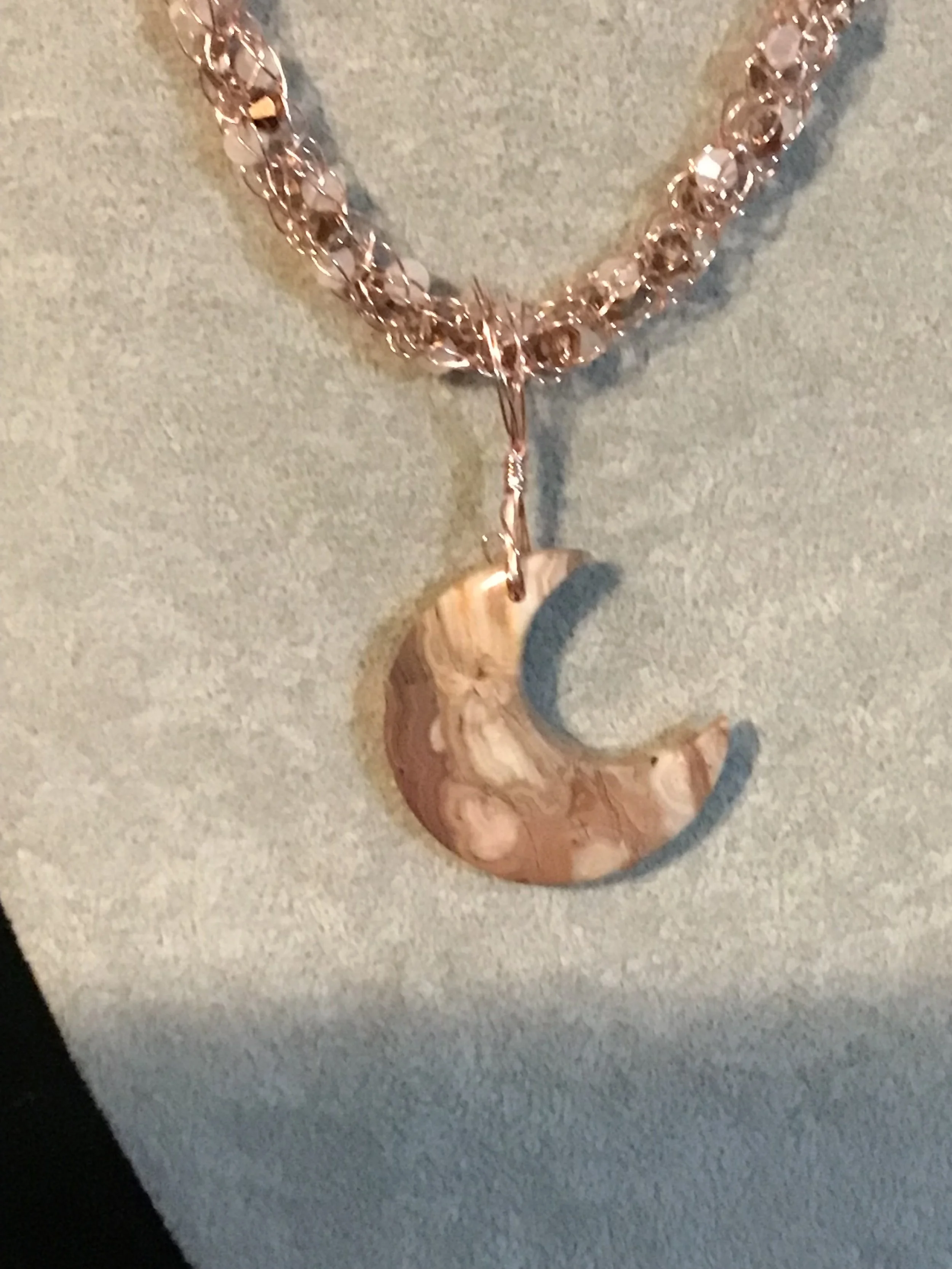 handmade necklace chain with Lace Agate gemstone pendant