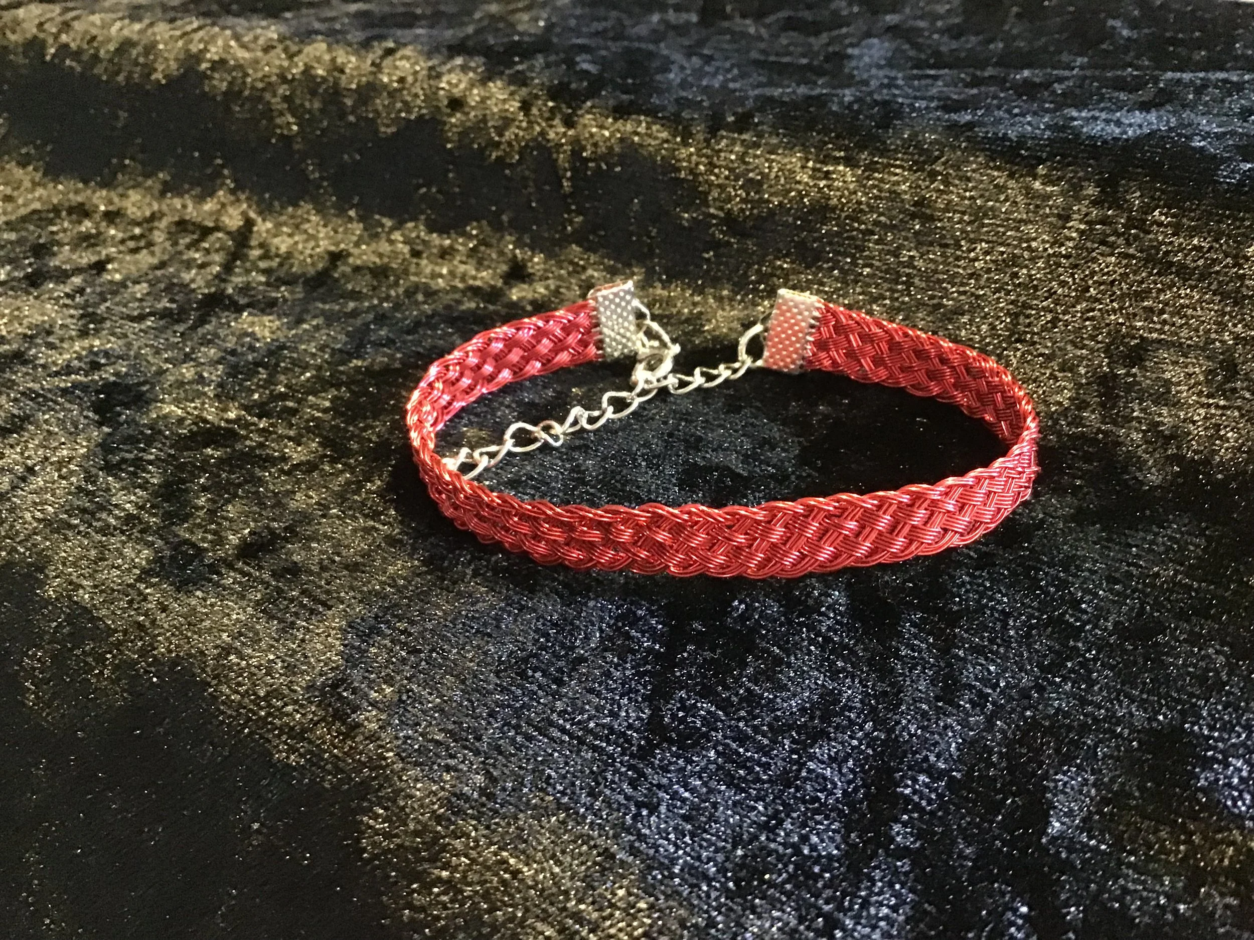 Hand woven wire Kumihimo adjustable colored bracelet.