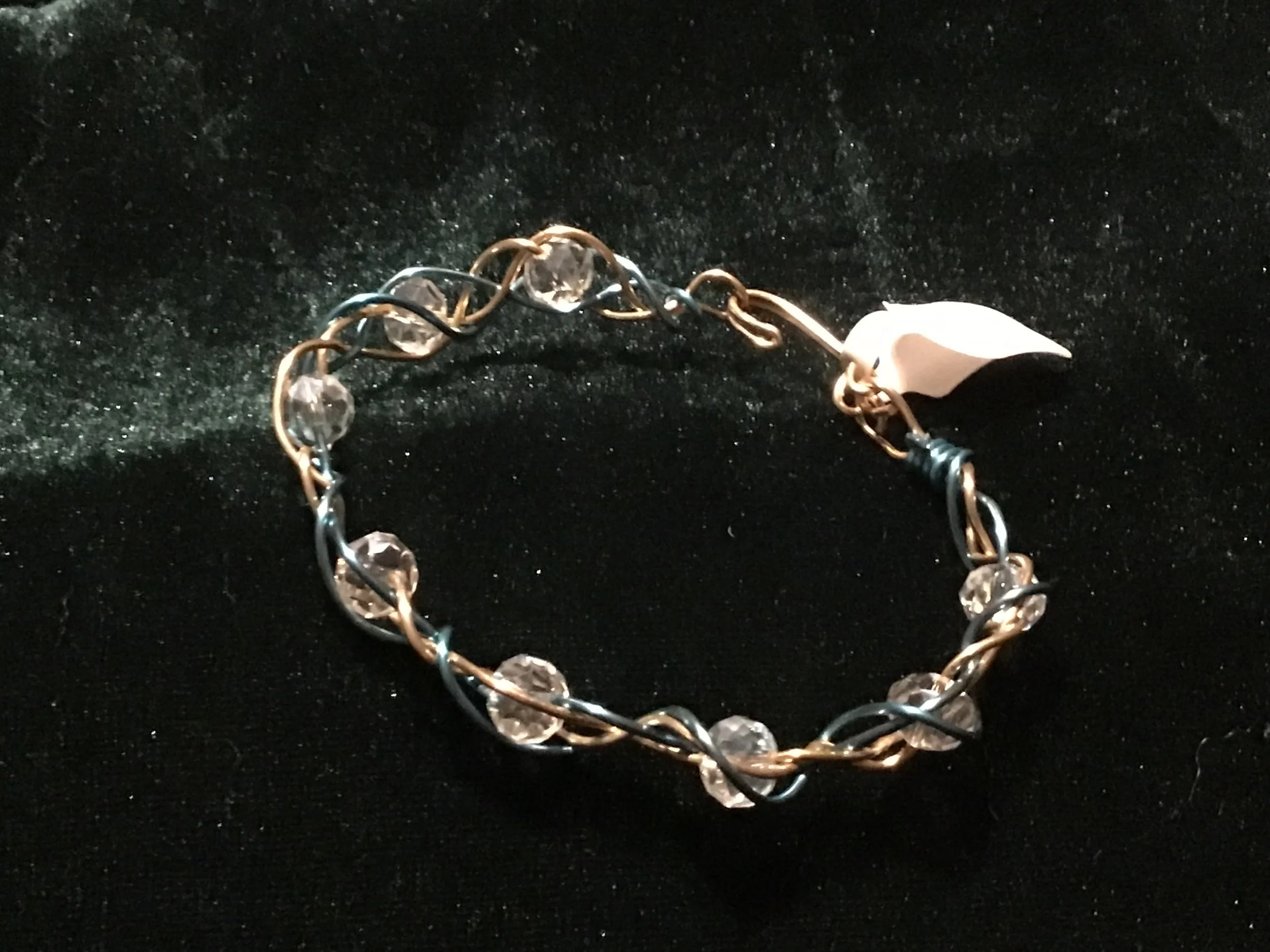 Hand woven wire bracelet cuff