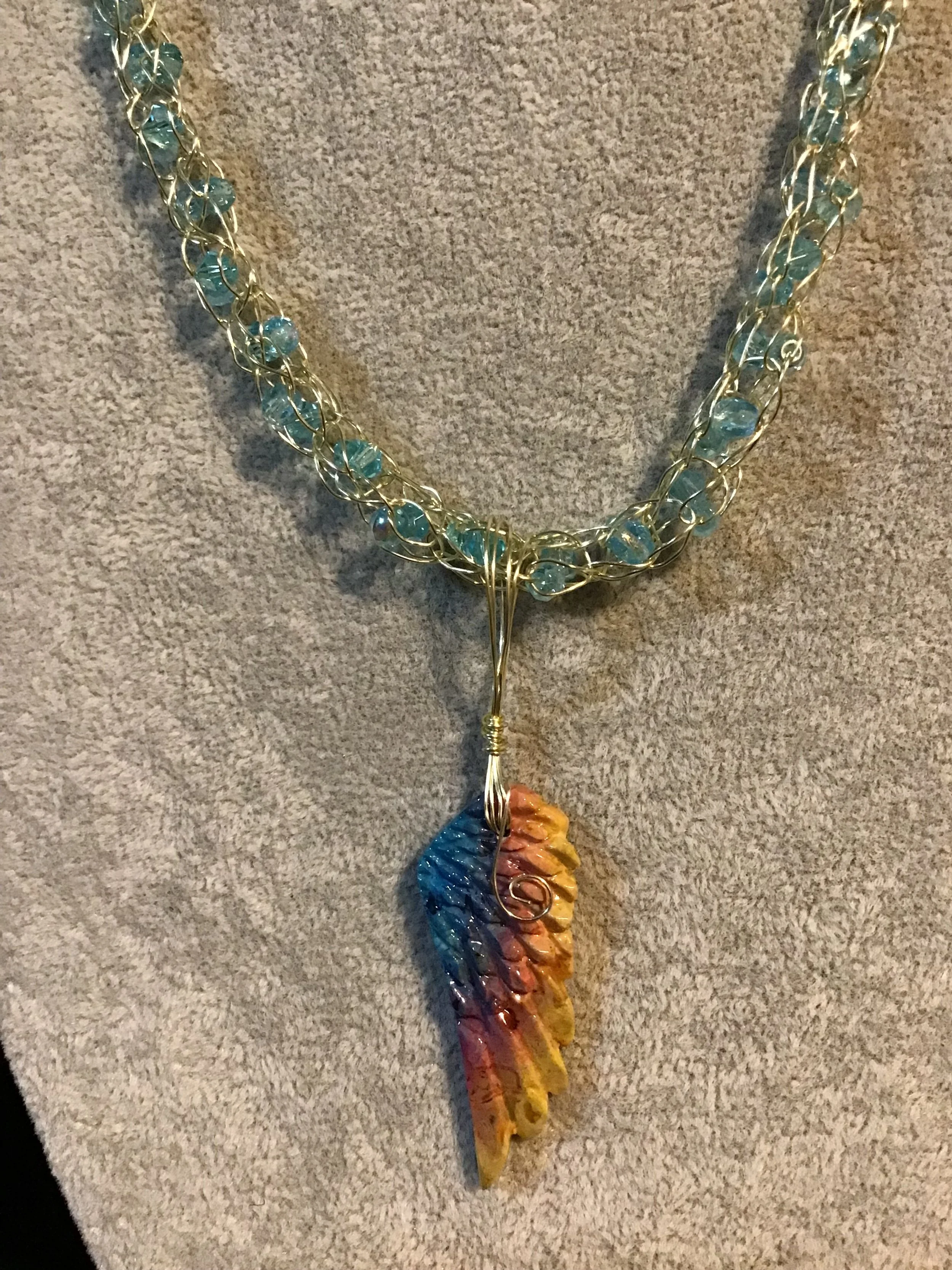 Handmade necklace chain with Hand carved Palm Root gemstone pendant