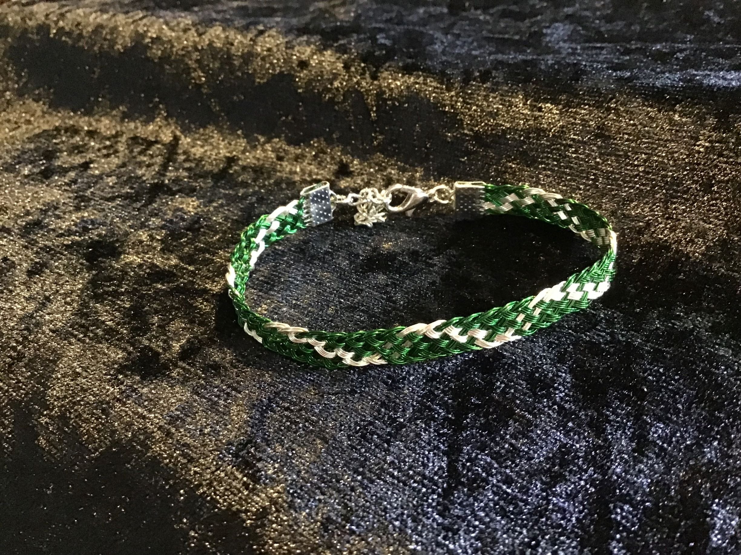 Hand woven wire Kumihimo adjustable colored bracelet.