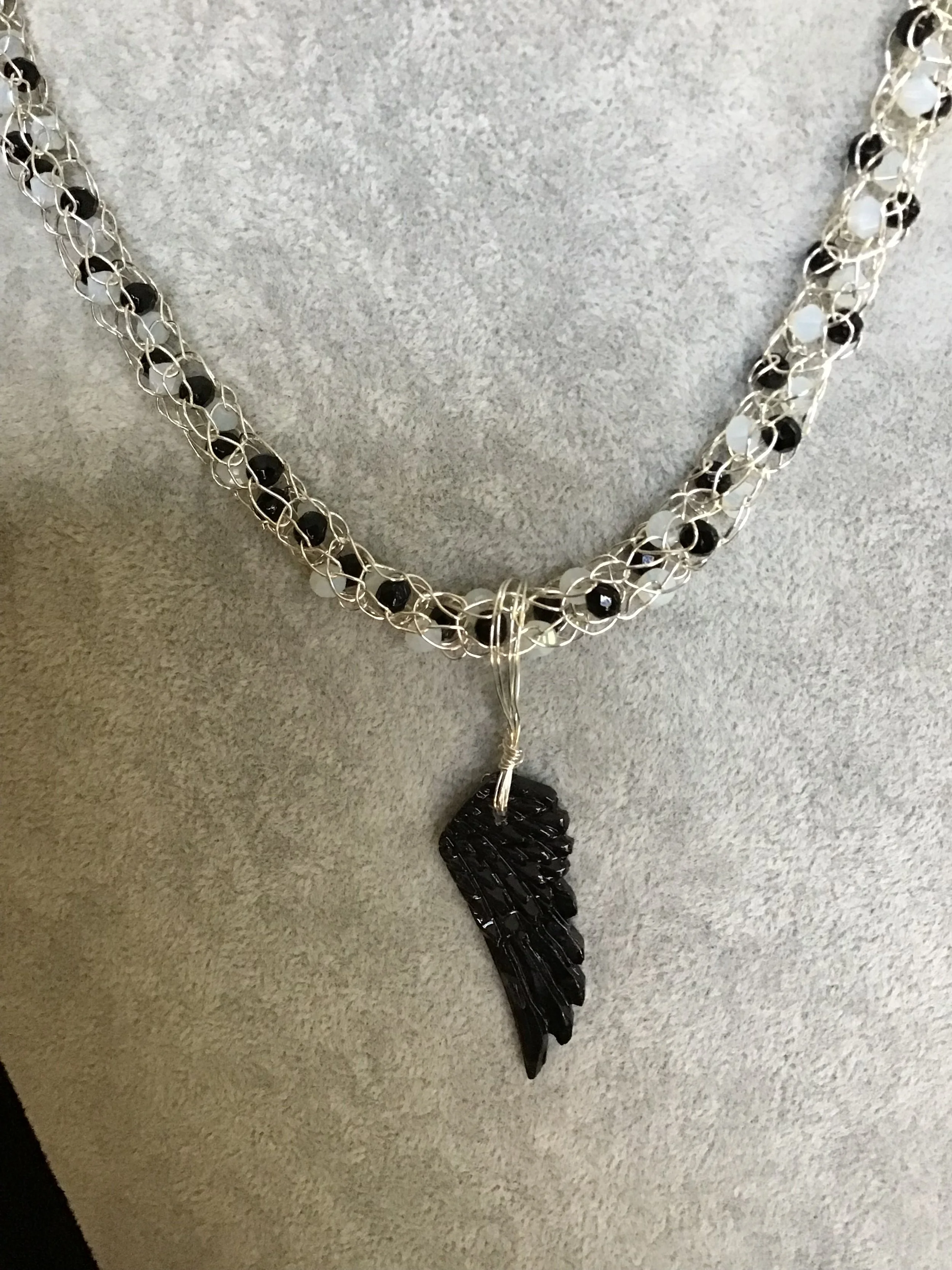 handmade necklace chain with Palm Root gemstone pendant