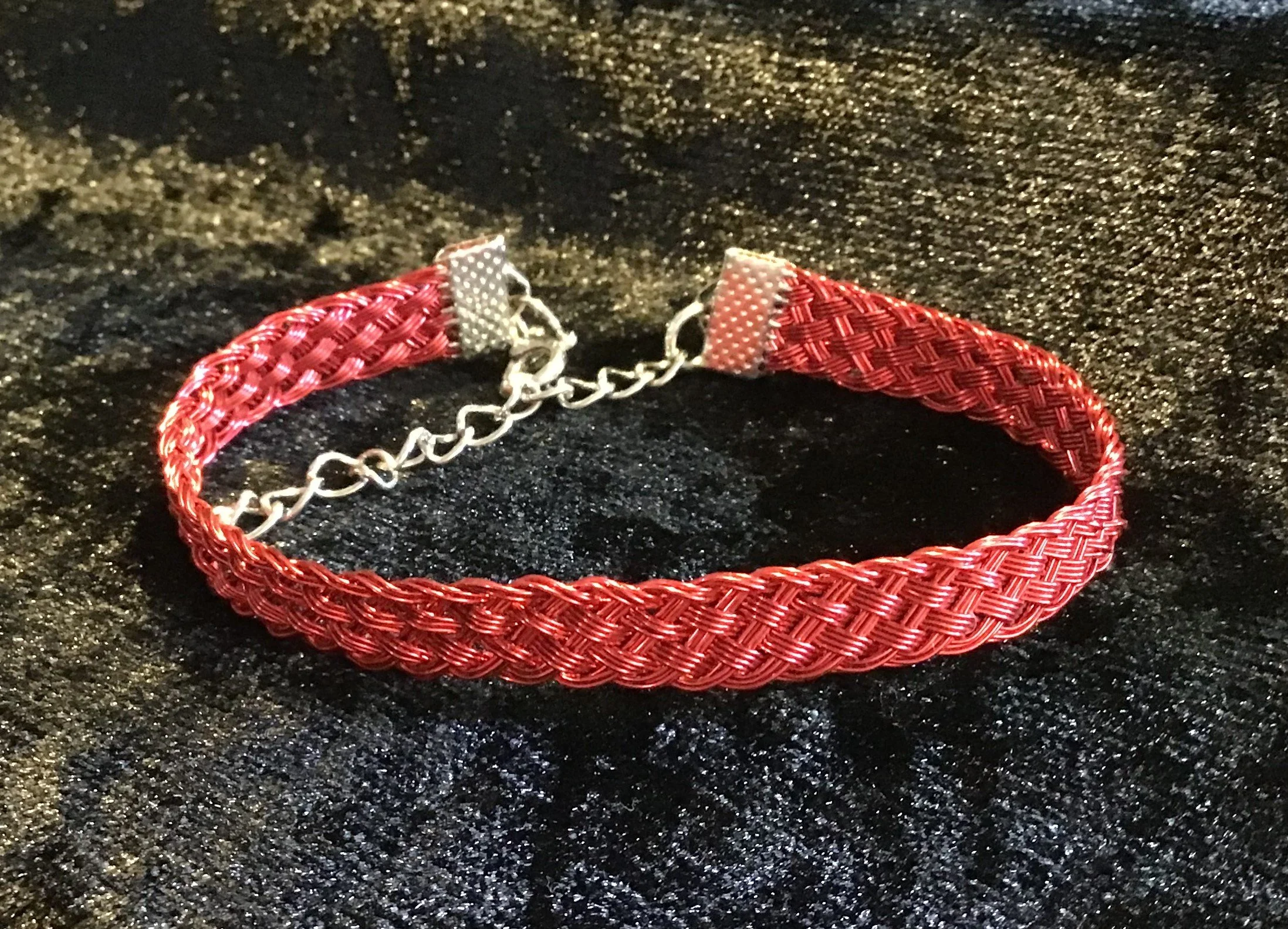 Hand woven wire Kumihimo adjustable colored bracelet.