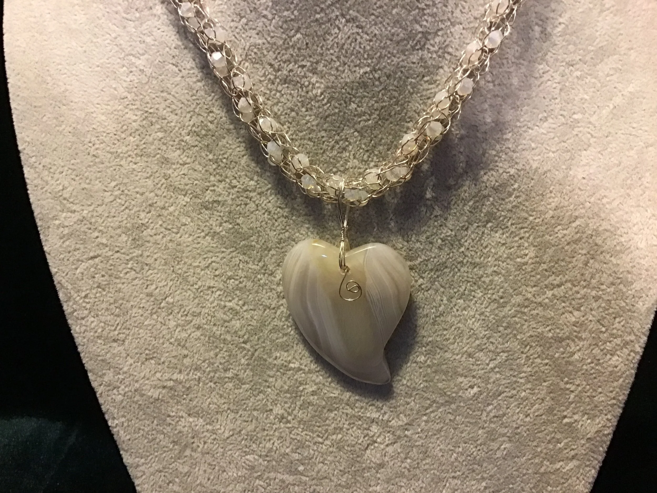 handmade chain necklace with gemstone pendant