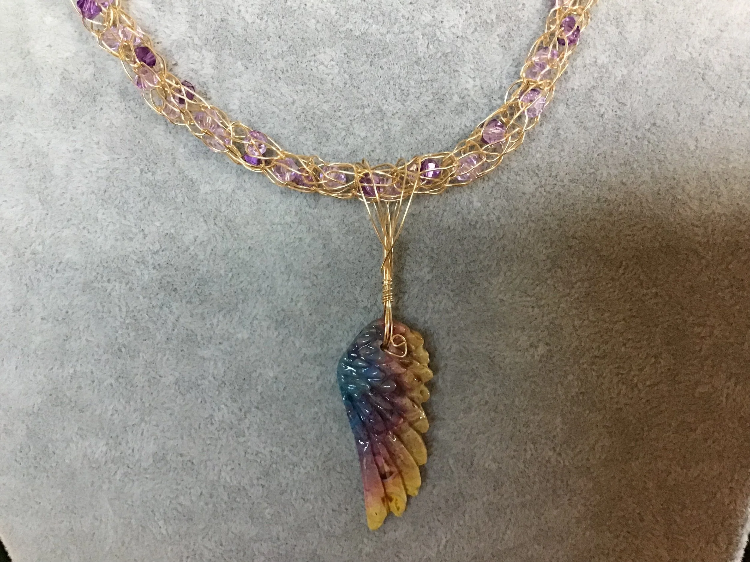 handmade necklace chain with Hand carved Palm Root gemstone pendant