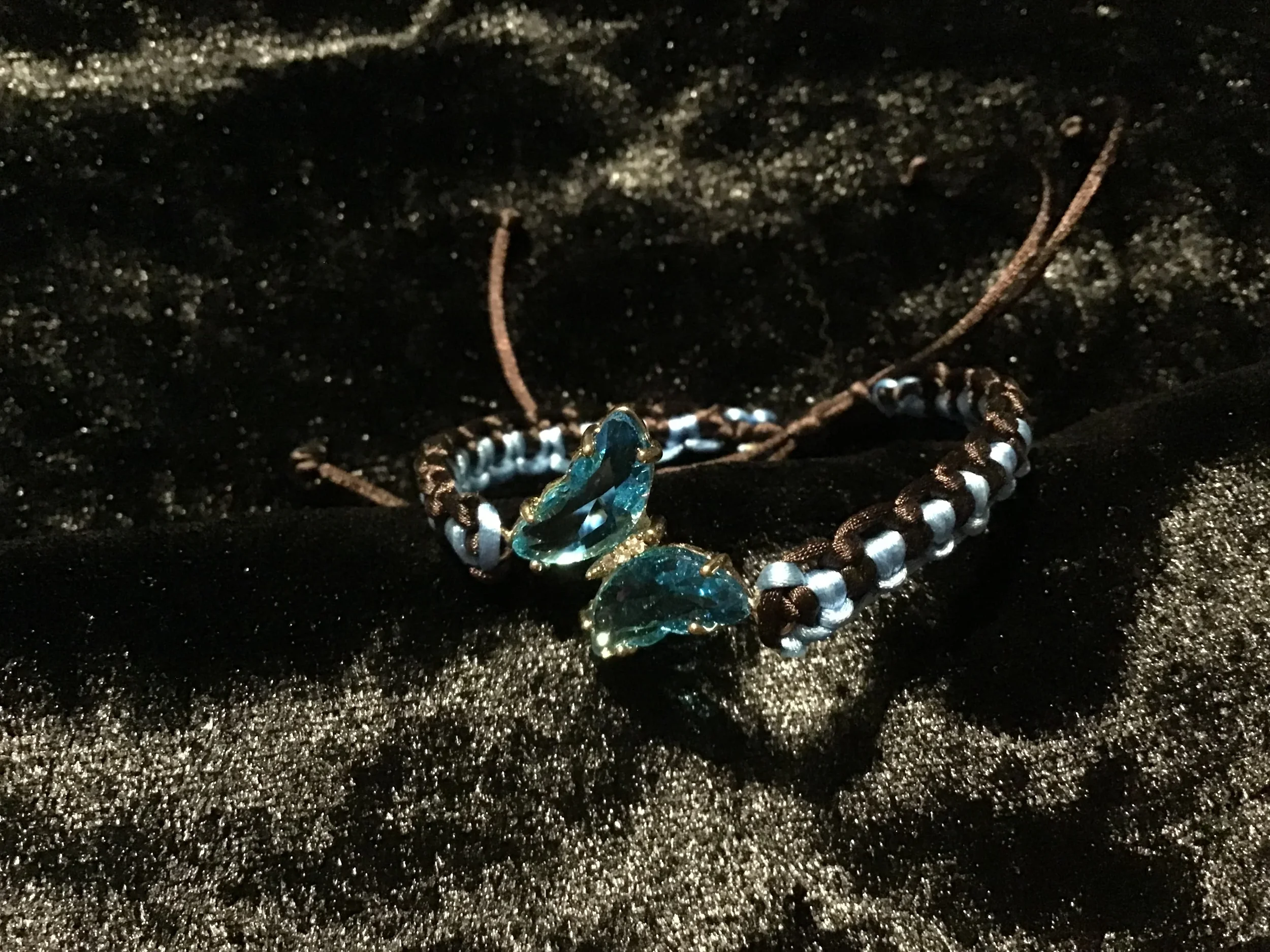 Handmade Macrame Bracelet Crystal Butterfly Centerpiece