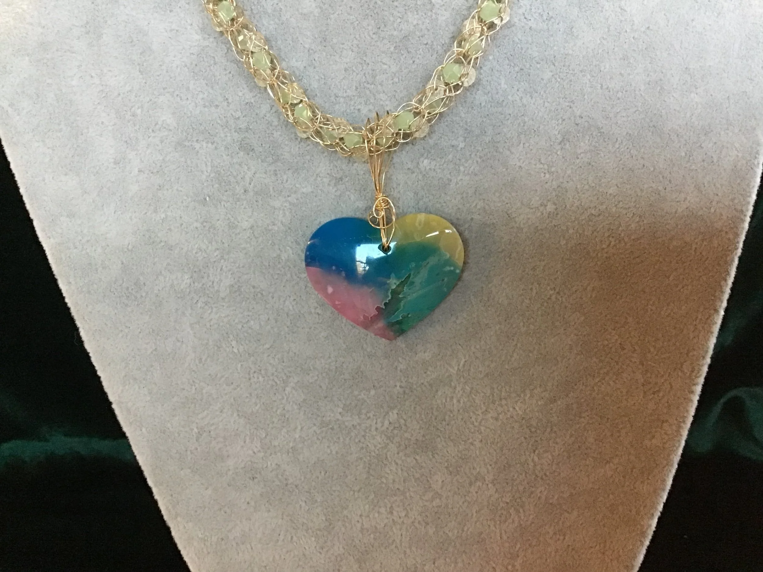 handmade necklace chain with Rainbow Agate gemstone pendant