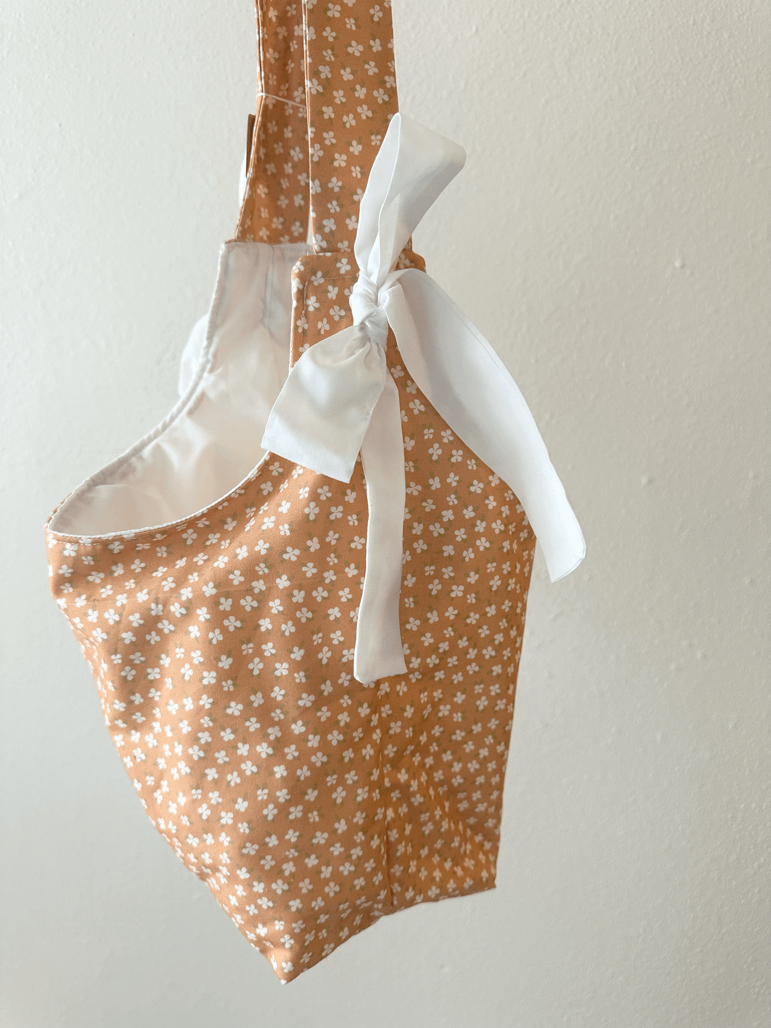 Orange and White Floral Bow Bag