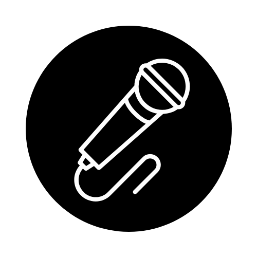 Icon of a microphone with a flexible gooseneck on a black background