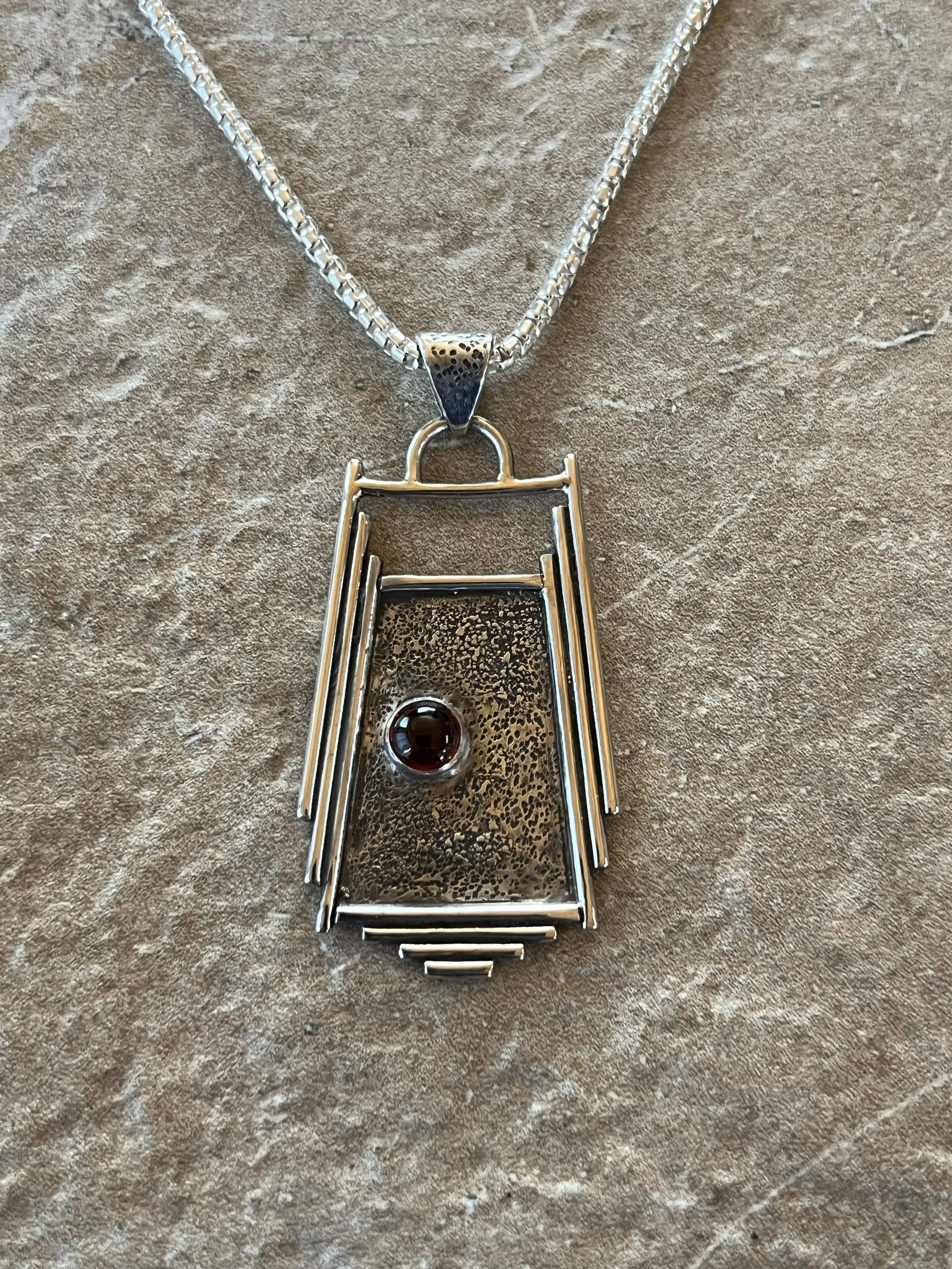 Sterling Silver and Garnet Pendant