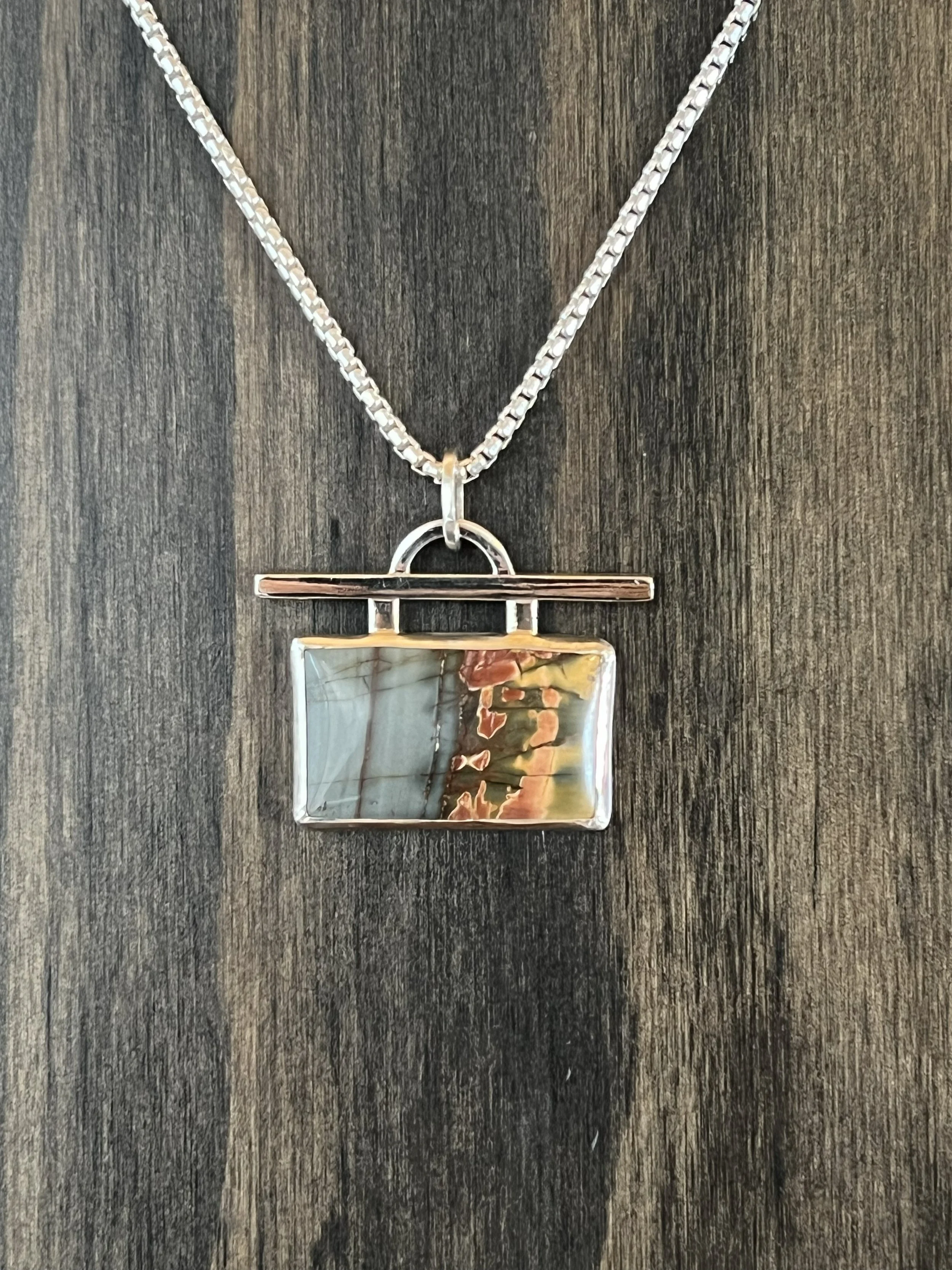 Red Creek Jasper and Sterling Silver Pendant