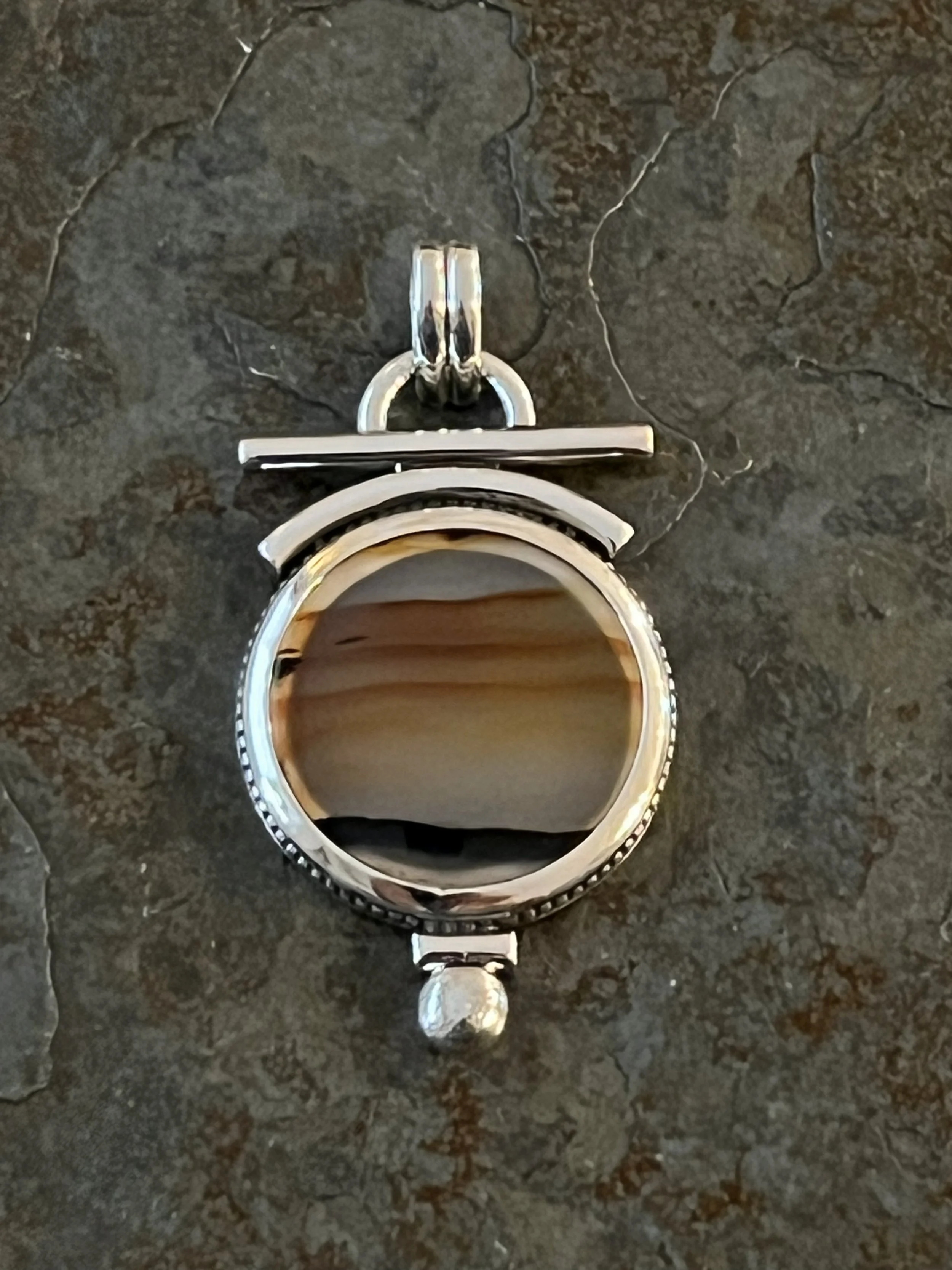 Montana Agate and Sterling Silver Pendant