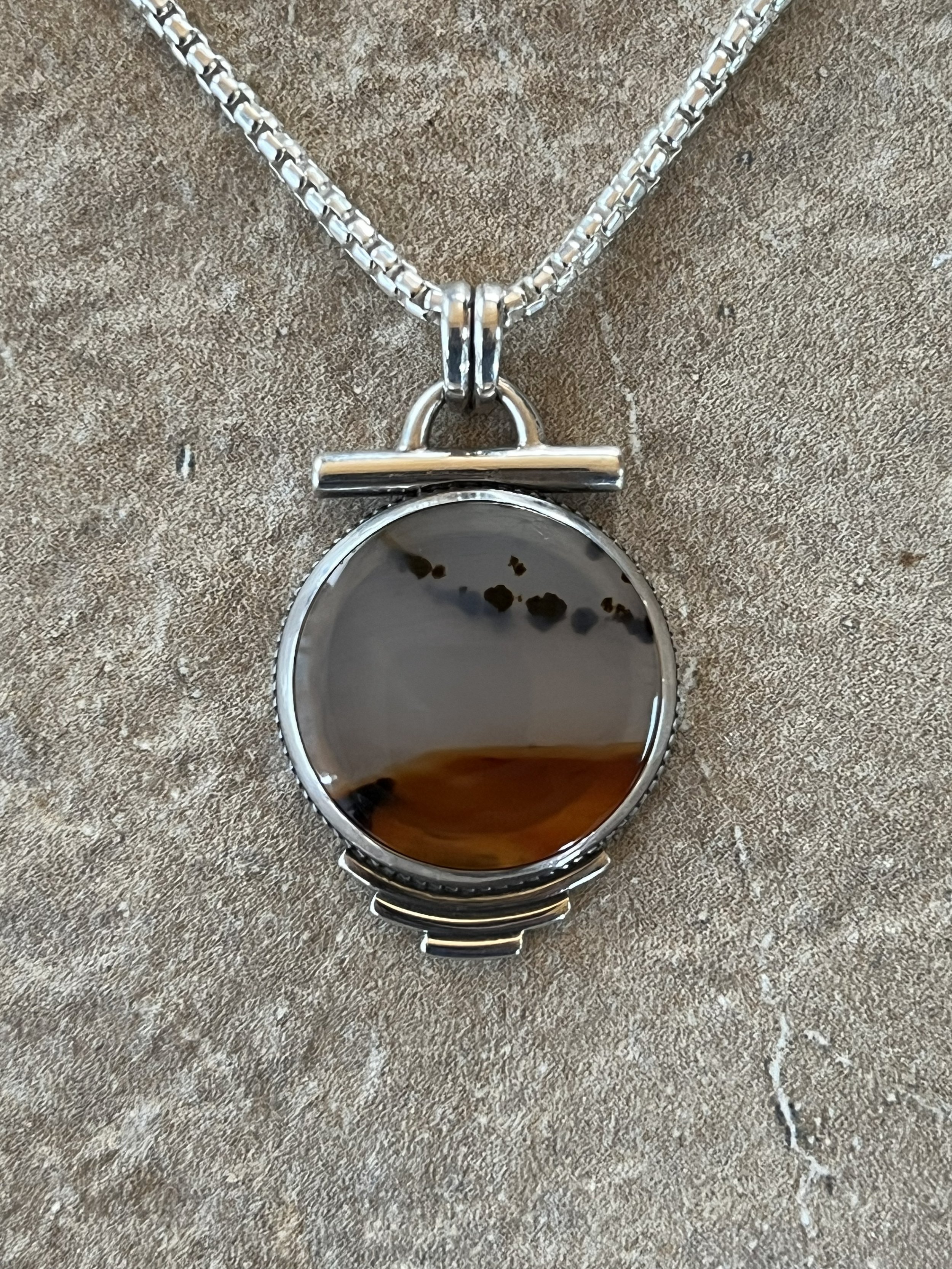Montana Agate and Sterling Silver Pendant