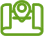 A green icon image of a map with a pin dropped in the middle.
