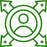An icon image of a person in a circle with four arrows coming out, pointing in different directions.