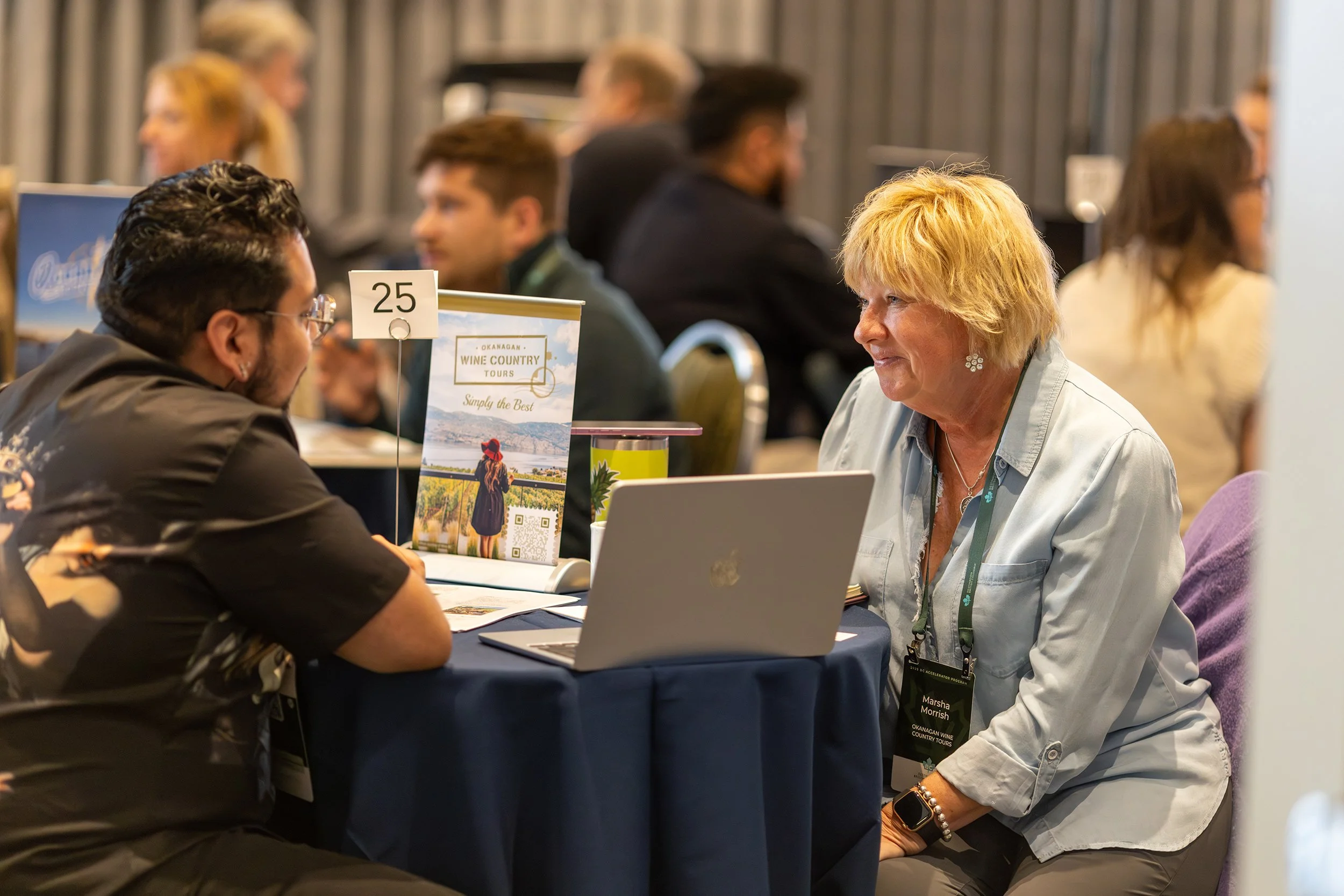 Business meeting at trade conference