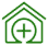 A green icon image of a house with a plus sign drawn in the middle.