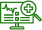 A green icon image of a computer with a chart.
