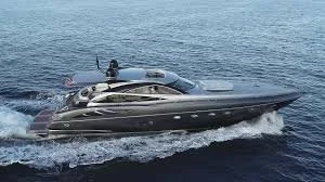 An AB 68 Italian custom built on the water, creating a wake.