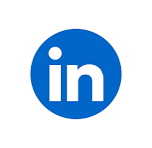 LinkedIn logo, a blue circle with white 'in' letters inside.
