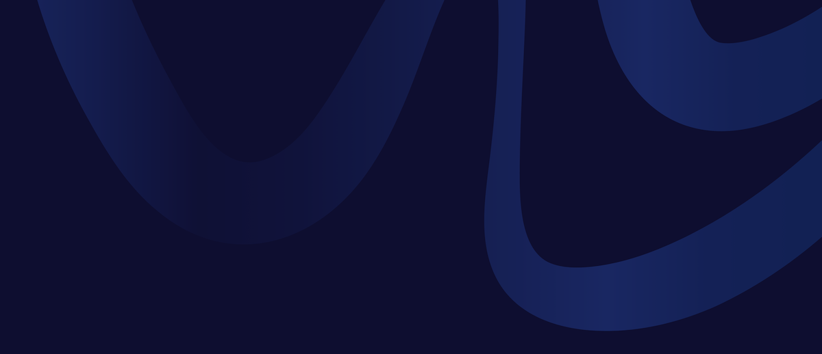 Dark abstract background with curving blue lines and shapes.