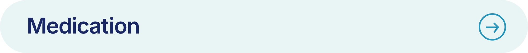 Blue banner with the word "Medication" in large bold text and a right arrow icon.