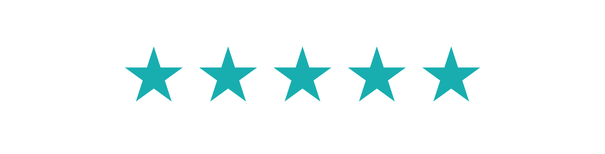 Five-star customer review rating graphic.