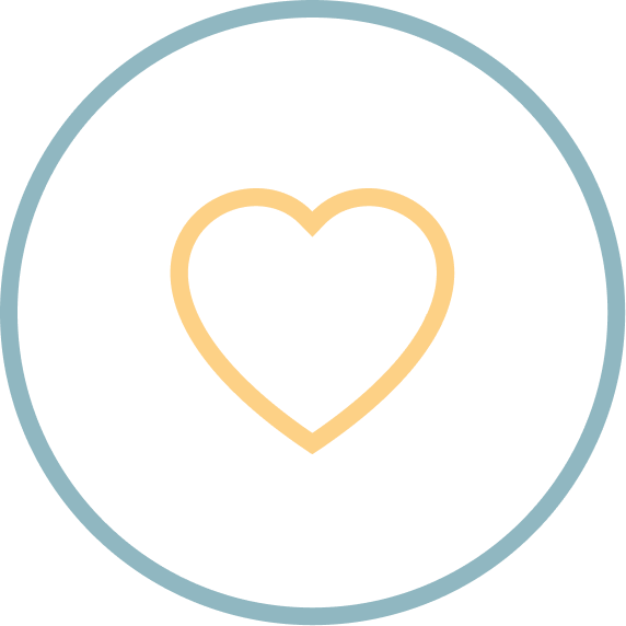 A simple line drawing of a heart inside a circle