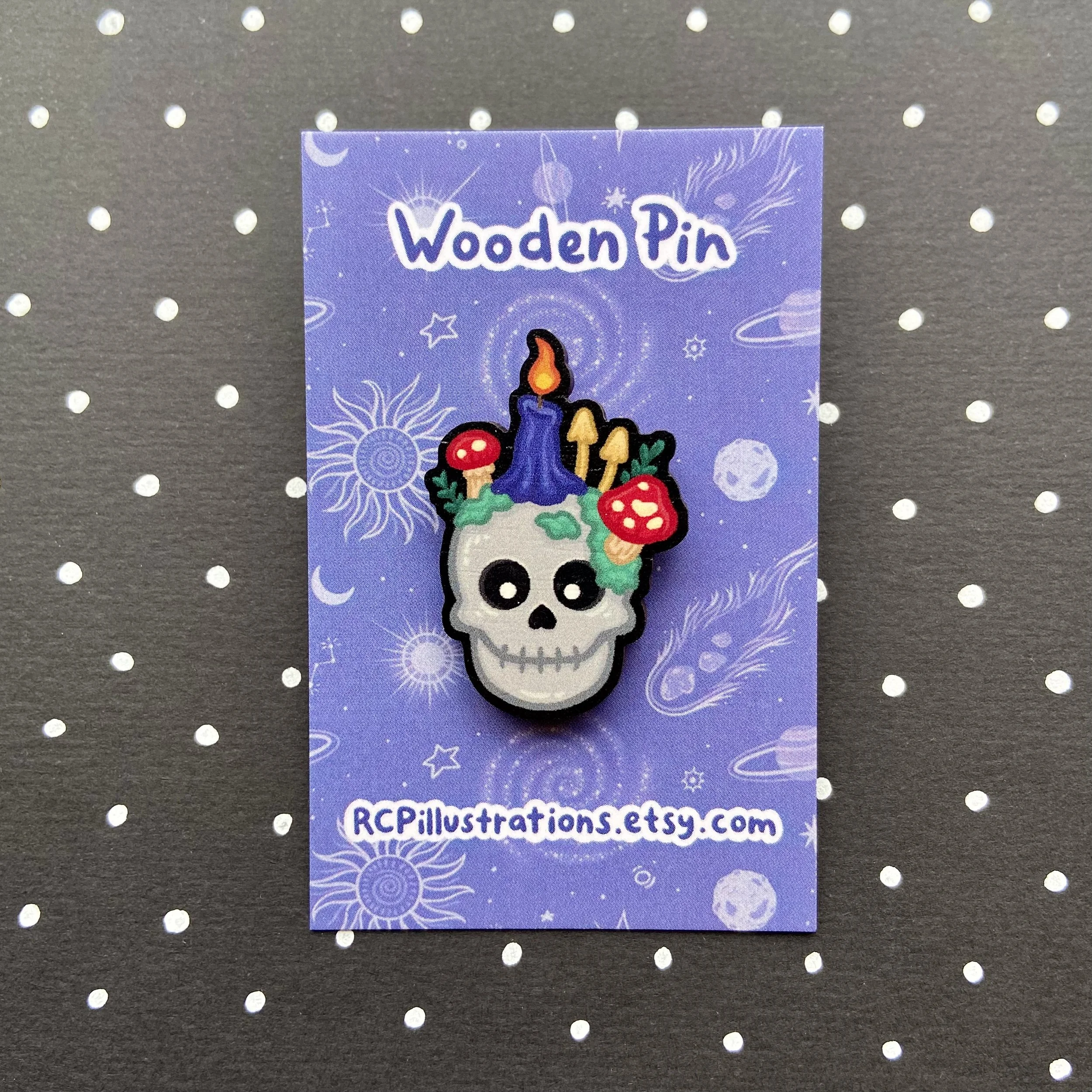 Skeleton Candle Wooden Eco Pin