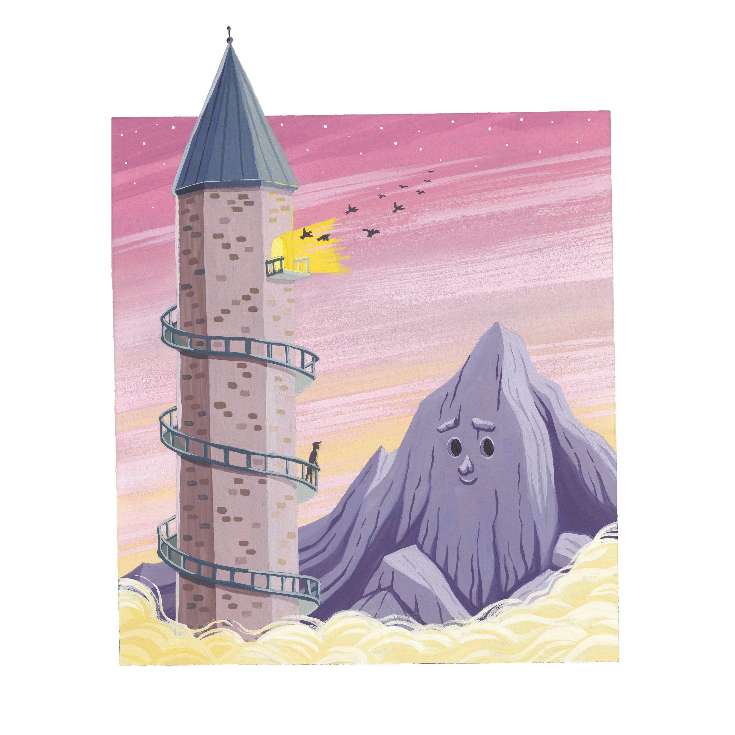 A Friend Along The Way. 2024. Gouache on paper. 10" x 12"