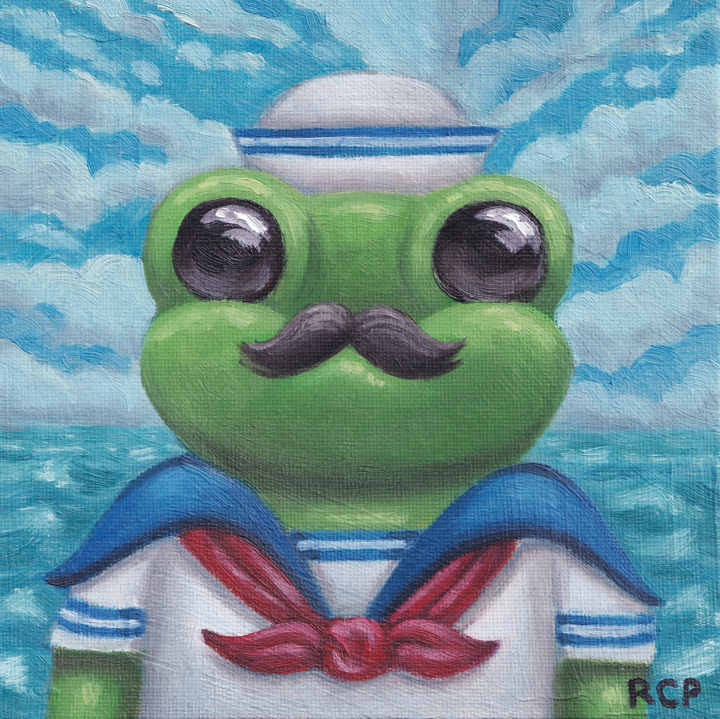 Sailor Frog. 2024. Oil on canvas board. 6" x 6"