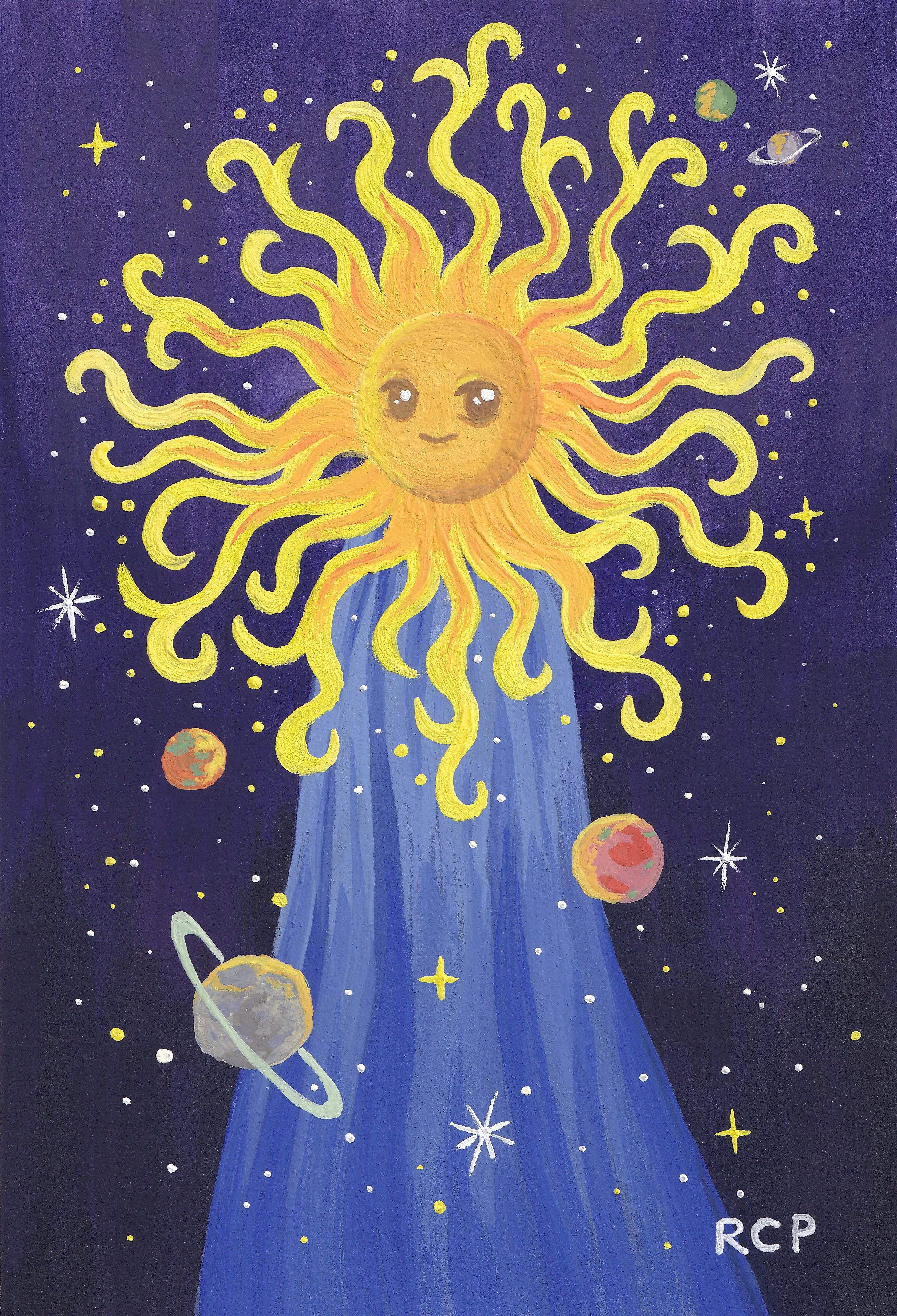 The Sun. 2024. Gouache on paper. 4" x 5"