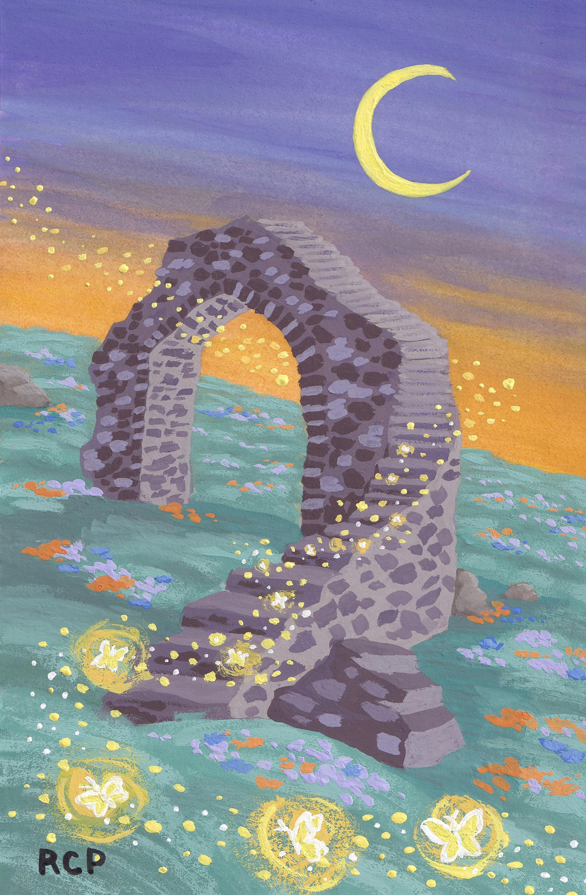 The Ruins. 2024. Gouache on paper. 4" x 5"