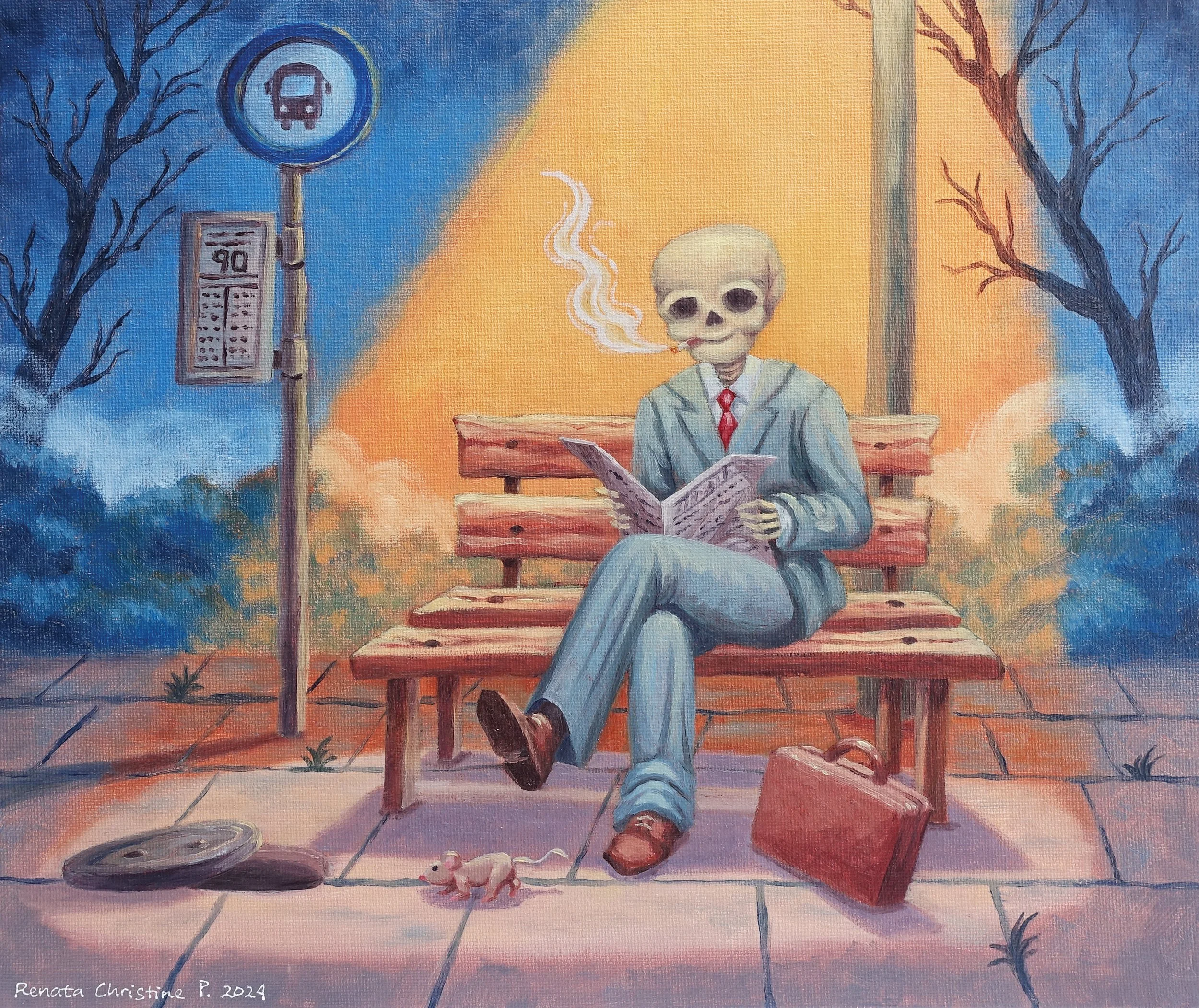 Bus Stop. 2024. Oil on canvas board. 10" x 12"