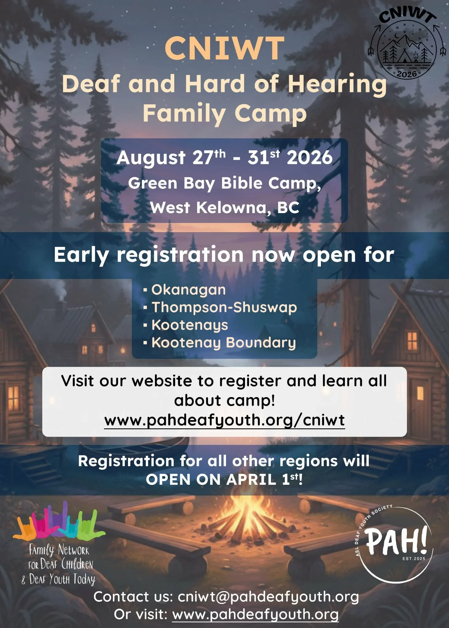CNIWT Family Deaf &amp; HH Camp 2026Green Bay Bible Camp, West Kelowna