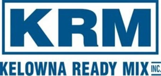 KRM Kelowna Ready Mix Inc. logo in blue and white.
