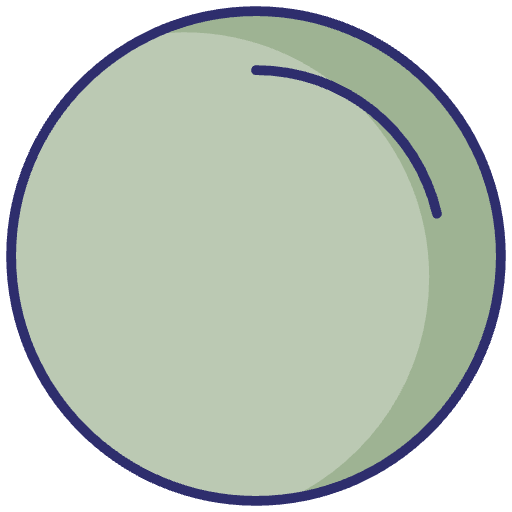 Close-up of a light green golf ball with dimples and a dark green line.