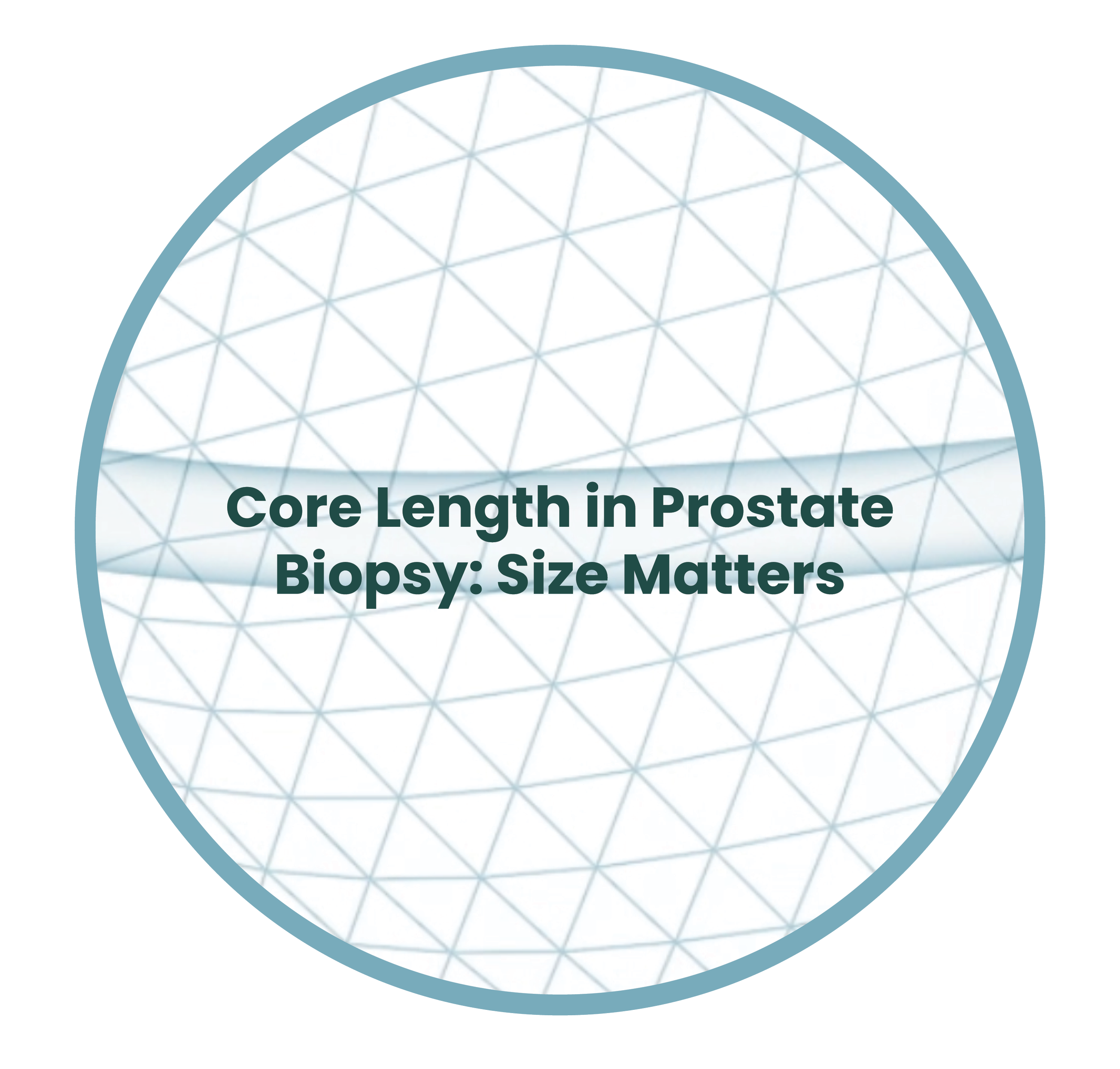 Cover page of a medical presentation titled 'Core Length in Prostate Biopsy: Size Matters' with a geometric pattern background.