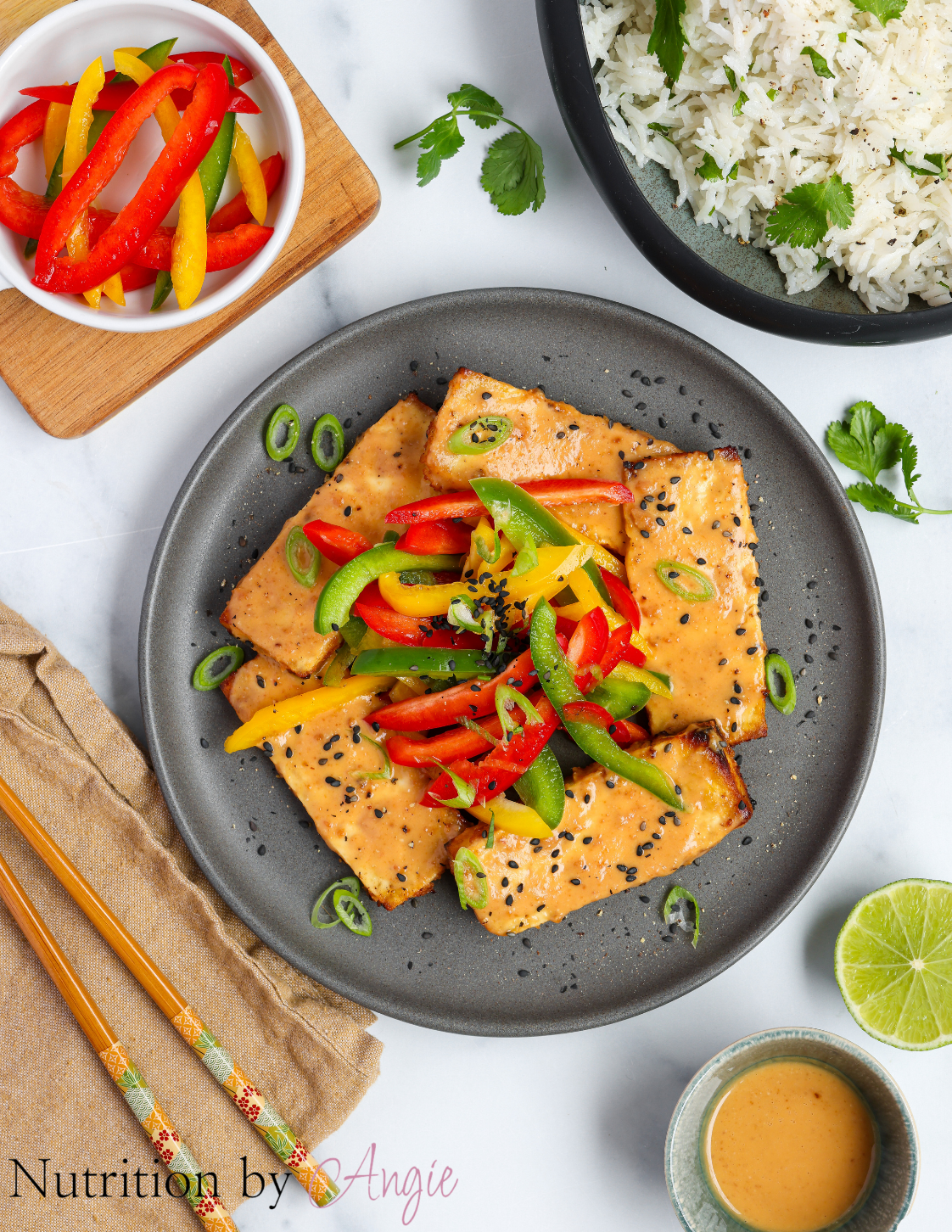 Baked Tofu with Peanut Sauce