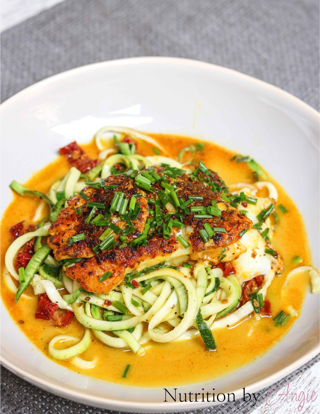 Cod with Creamy Sauce with Zoodles